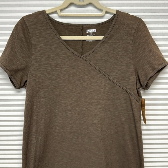 Duluth Trading Co. NWT Brown To ‘n’ Flow Short Sleeve Jersey Dress Size XS - Picture 2 of 6
